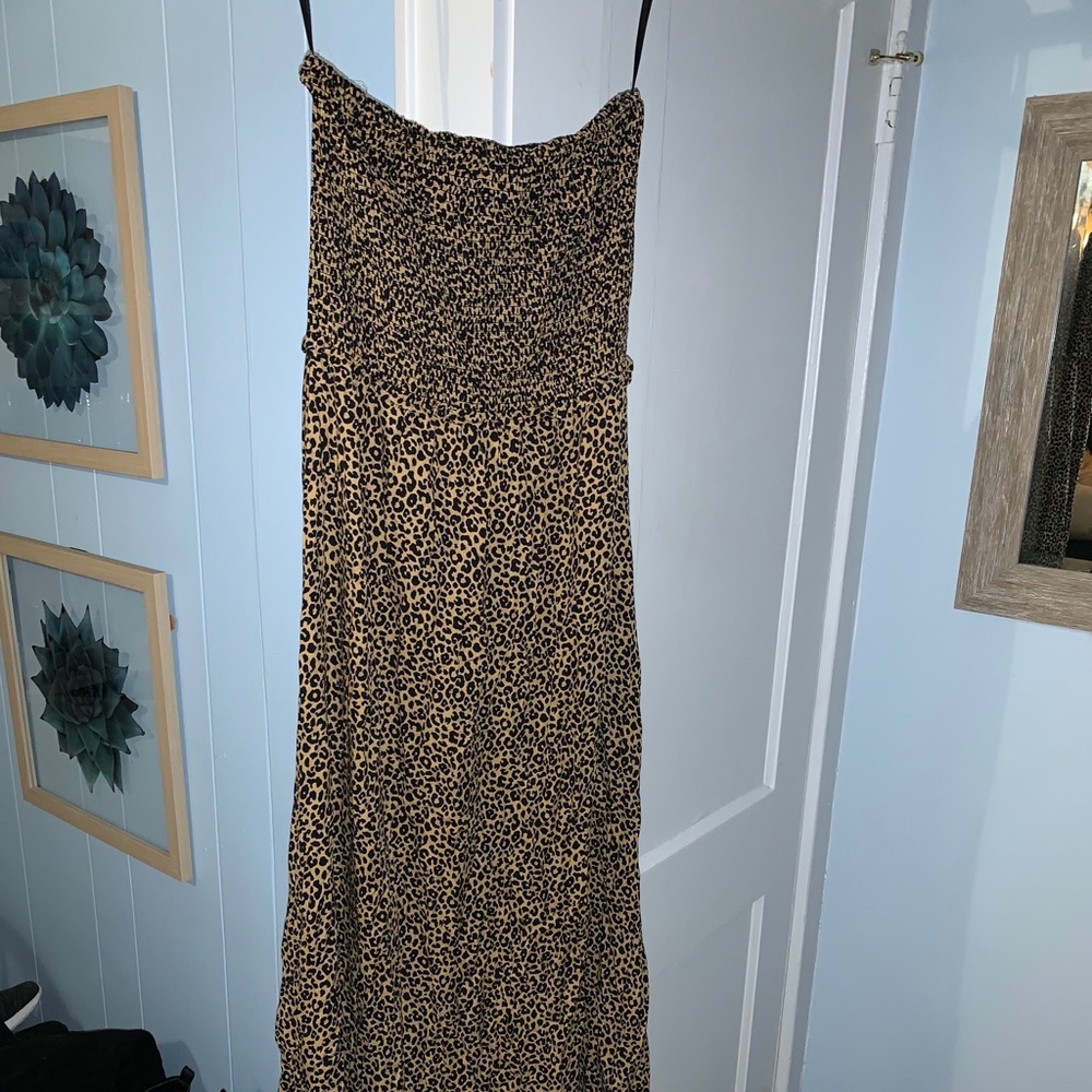 Smocked strapless maxi dress